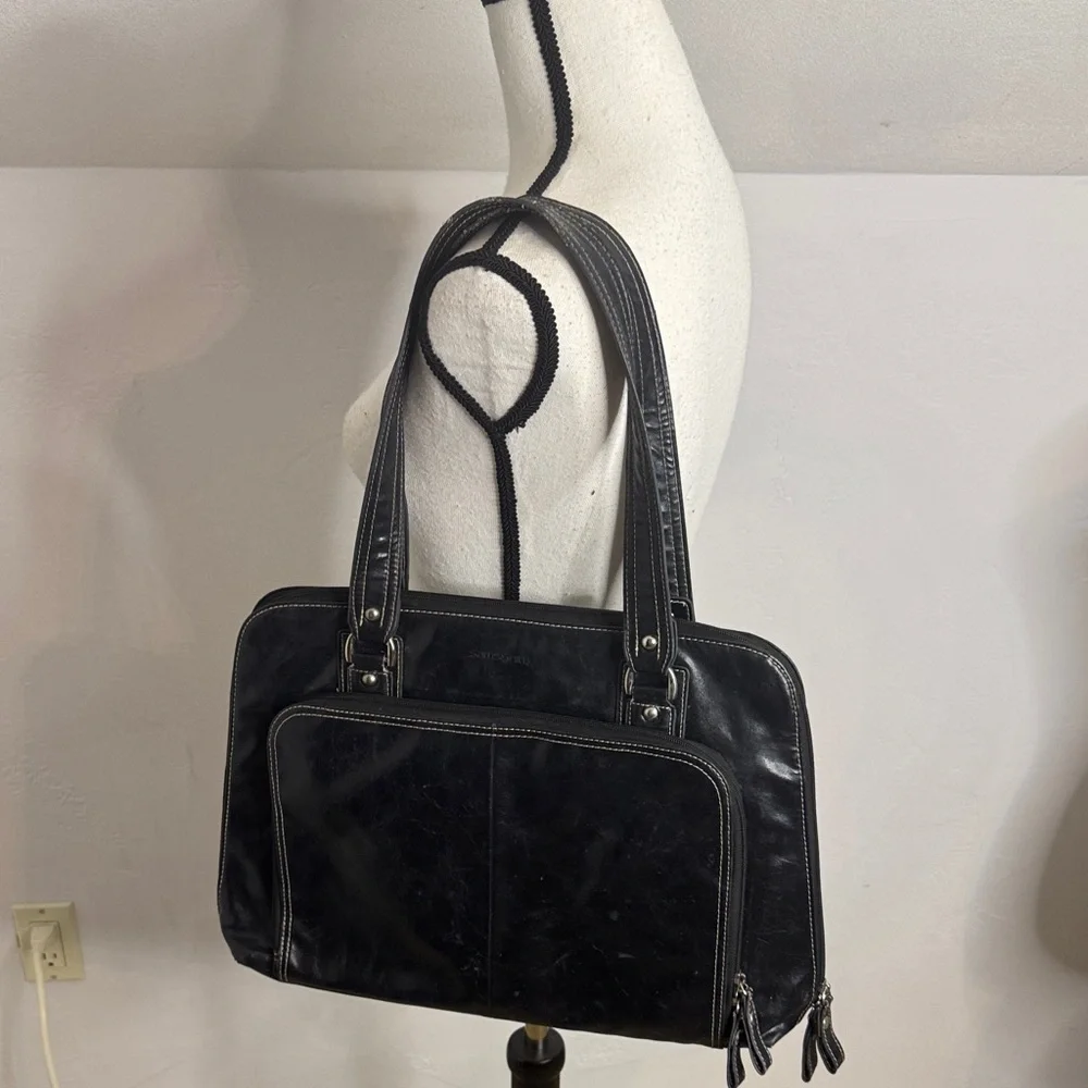 Samsonite Black Leather Women's Computer Travel Bag TOT9392E